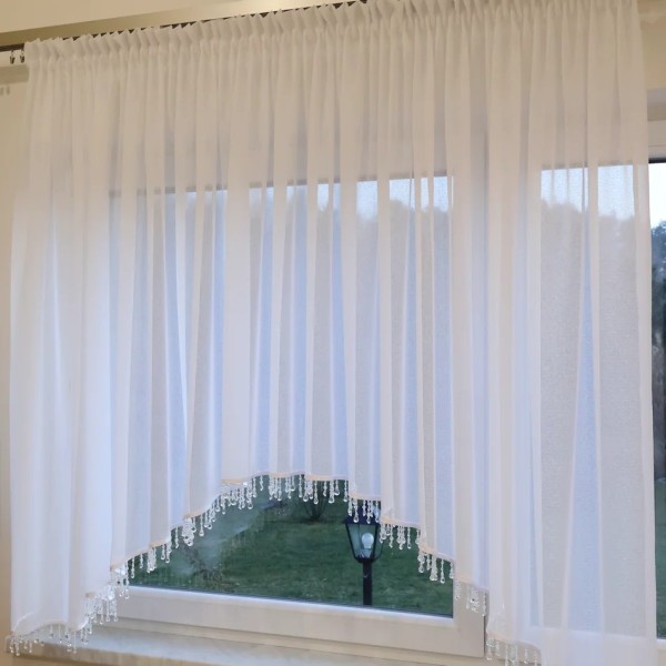 Firana klasyczna wycięta w łuk z koralikami woal sable 272 – Firany – zdjęcie 6