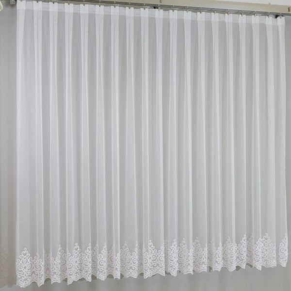 Firana z haftem delikatny połysk biała 312 – Firany – zdjęcie 3