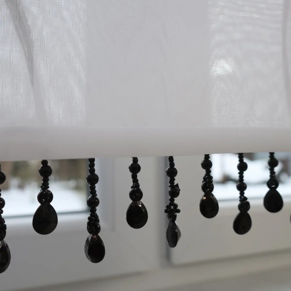 Firana panelowa biało-szara z koralikami 374 – Firany – zdjęcie 6