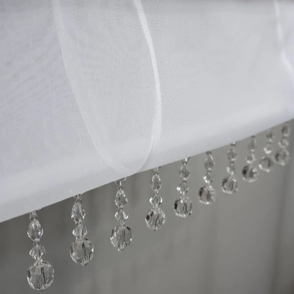 Firana panelowa biała roletka z koralikami 377 – Firany – zdjęcie 3