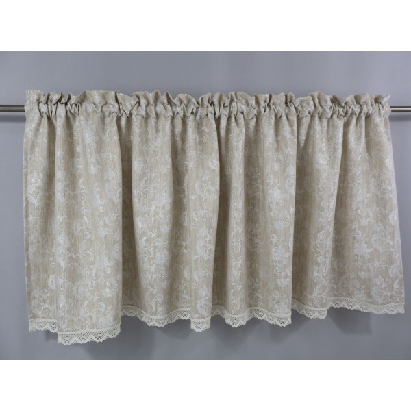 Lambrekin dekoracyjny beżowy z koronkowym wykończeniem 378 – Firany – zdjęcie 3