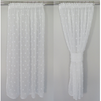 Biała zasłona z pomponikami – naturalny wygląd 170 – Zasłony – zdjęcie 2