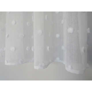 Biała zasłona z pomponikami – naturalny wygląd 170 – Zasłony – zdjęcie 4