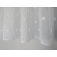 Biała zasłona z pomponikami – naturalny wygląd 170 – Zasłony – zdjęcie 4