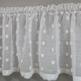 Firana zazdrostka z pomponikami biała 180 – Do kuchni – zdjęcie 1