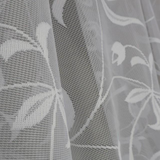 Prosta firana żakardowa biała wzór roślinny 181 – Firany – zdjęcie 4