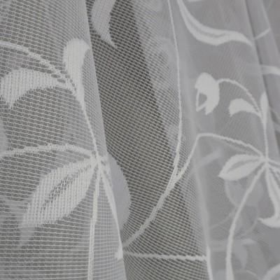 Prosta firana żakardowa biała wzór roślinny 181 – Firany – zdjęcie 4