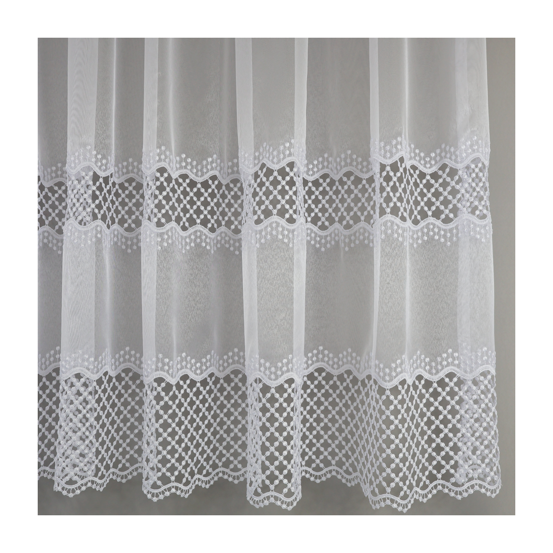 Firana biała z pasem gipiury 205 – Firany – zdjęcie 1