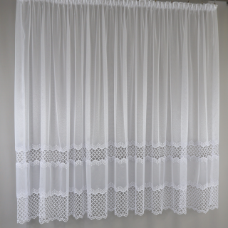 Firana biała z pasem gipiury 205 – Firany – zdjęcie 3