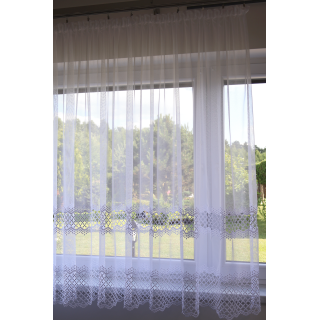 Firana biała z pasem gipiury 205 – Firany – zdjęcie 4