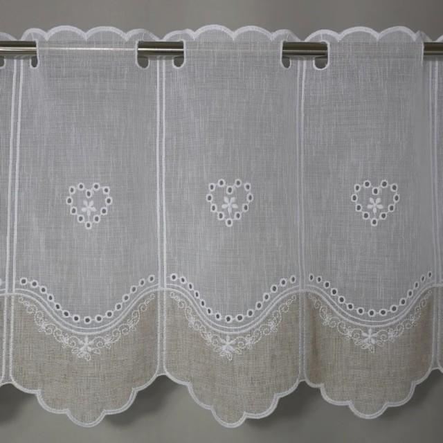 Firana zazdrostka biało beżowa z haftem 207 – Do kuchni – zdjęcie 1