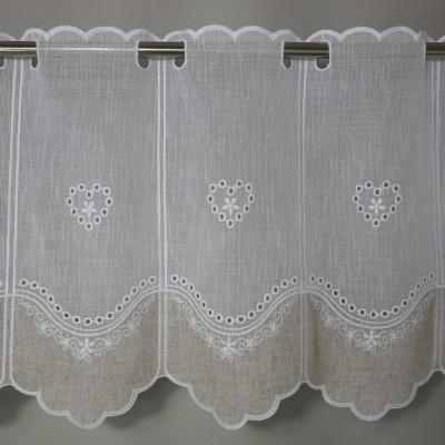Firana zazdrostka biało beżowa z haftem 207 – Do kuchni – zdjęcie 1