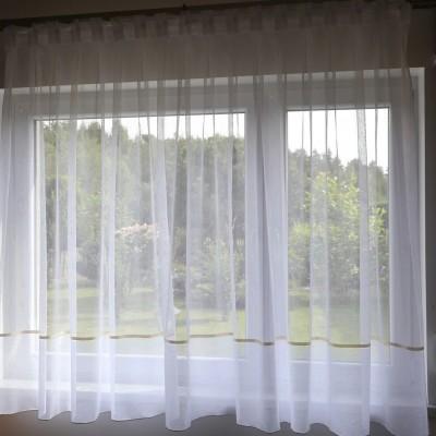 Firana z złotym paskiem siateczka 215 – Firany – zdjęcie 5