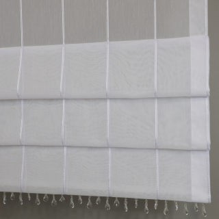 Firana panelowa z koralikami biała pionowe paseczki 219 – Firany – zdjęcie 1