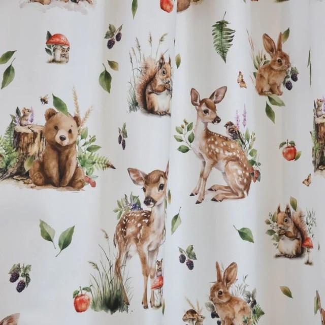 Zasłona zwierzęta leśne misie sarny zające 220 – Zasłony – zdjęcie 1