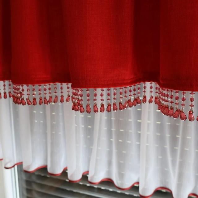 Lambrekin czerwony z koralikami 222 – Firany – zdjęcie 4