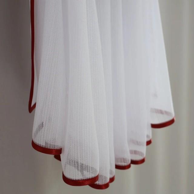 Firana cukierek biała z bordową lamówką Święta 223 – Firany – zdjęcie 2