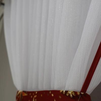 Firana cukierek biała z bordową lamówką Święta 223 – Firany – zdjęcie 4