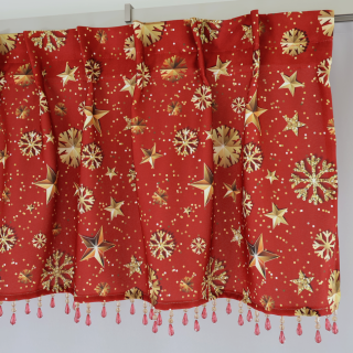 Firana lambrekin z koralikami w gwiazdki 224 Święta – Firany – zdjęcie 1