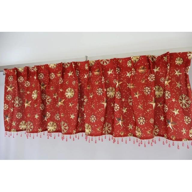 Firana lambrekin z koralikami w gwiazdki 224 Święta – Firany – zdjęcie 2