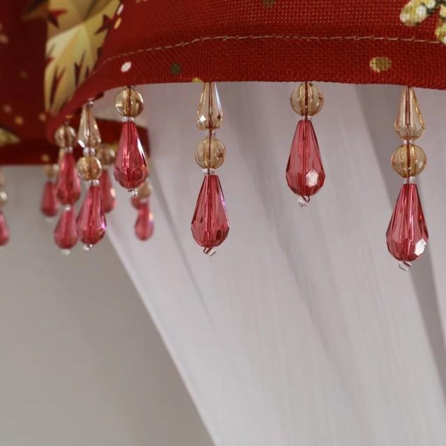 Firana lambrekin z koralikami w gwiazdki 224 Święta – Firany – zdjęcie 4