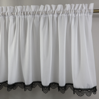 Firana zazdrostka biała z czarną gipiurą 248 – Do kuchni – zdjęcie 1