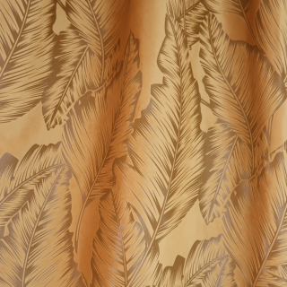 Zasłona w liście musztardowa – tkanina botaniczna 250 – Zasłony – zdjęcie 1