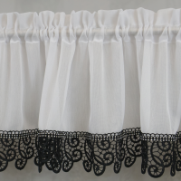 Firana zazdrostka kuchenna z czarną gipiurą i cyrkoniami 252 – Do kuchni – zdjęcie 1