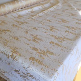 Tkanina obrusowa plamoodporna biało złota marmurek 203 – Na metry – zdjęcie 4