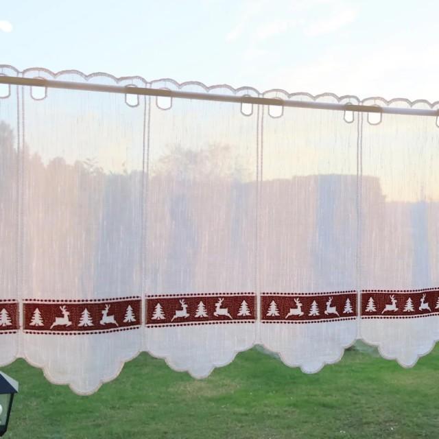 Firana zazdrostka świąteczna choinki renifery 256 – Do kuchni – zdjęcie 3