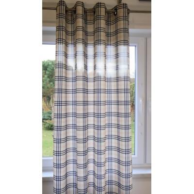 Beżowa zasłona w kratę angielską 260 – Zasłony – zdjęcie 3