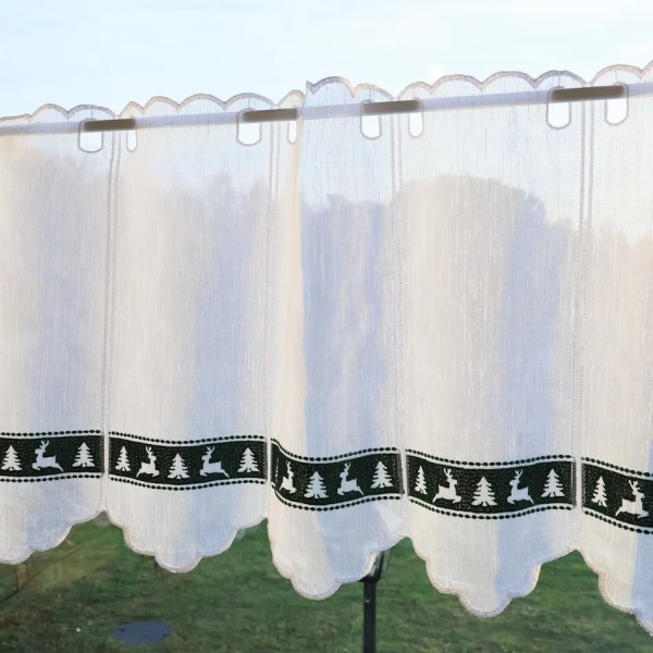 Firana zazdrostka świąteczna choinki renifery zielony 267 – Do kuchni – zdjęcie 4