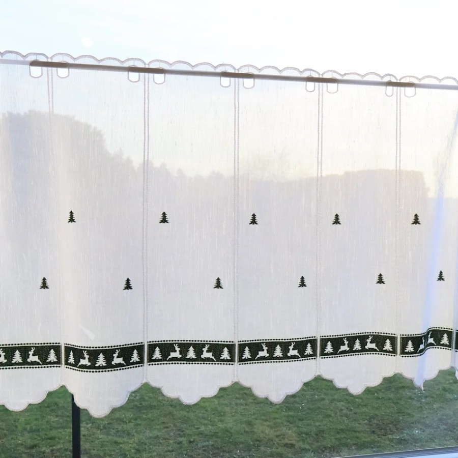 Firana zazdrostka świąteczna choinki renifery zielony 267 – Do kuchni – zdjęcie 5