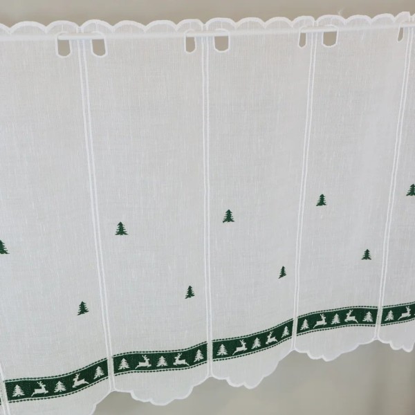 Firana zazdrostka świąteczna choinki renifery zielony 267 – Do kuchni – zdjęcie 6
