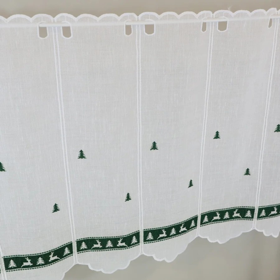 Firana zazdrostka świąteczna choinki renifery zielony 267 – Do kuchni – zdjęcie 6