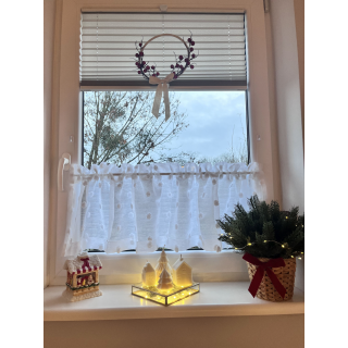 Firana zazdrostka z pomponikami biała 180 – Do kuchni – zdjęcie 4