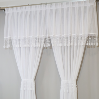 Firana komplet na okno tarasowe balkon biały z gipiurą 271 – Firany – zdjęcie 1