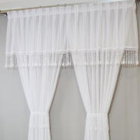 Firana komplet na okno tarasowe balkon biały z gipiurą 271 – Firany – zdjęcie 1