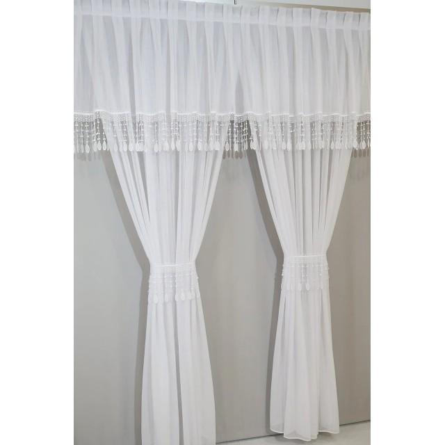 Firana komplet na okno tarasowe balkon biały z gipiurą 271 – Firany – zdjęcie 2