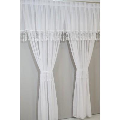 Firana komplet na okno tarasowe balkon biały z gipiurą 271 – Firany – zdjęcie 2