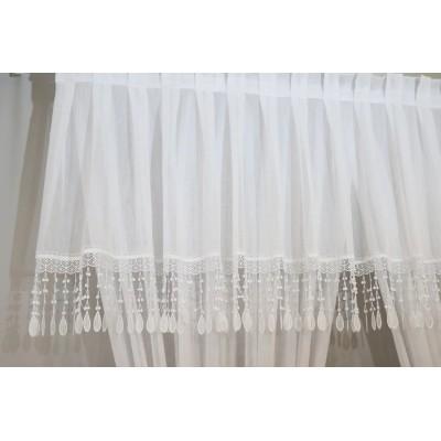 Firana komplet na okno tarasowe balkon biały z gipiurą 271 – Firany – zdjęcie 3