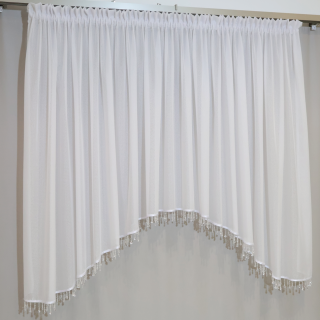 Firana klasyczna wycięta w łuk z koralikami woal sable 272 – Firany – zdjęcie 1