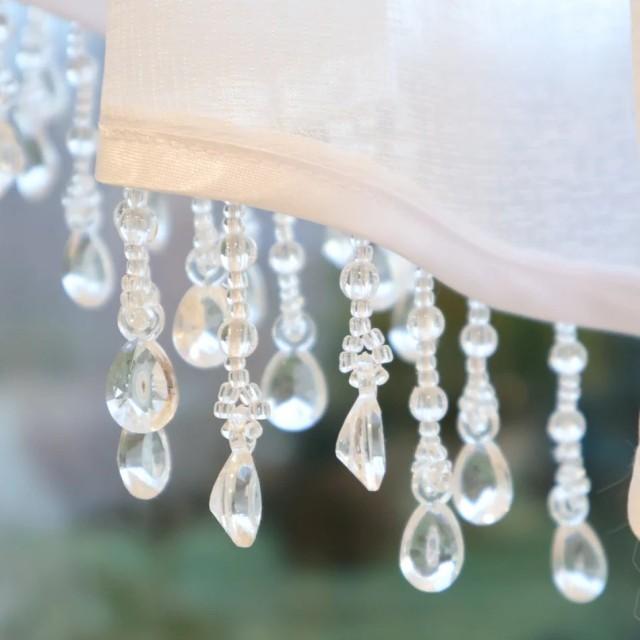 Firana klasyczna wycięta w łuk z koralikami woal sable 272 – Firany – zdjęcie 3