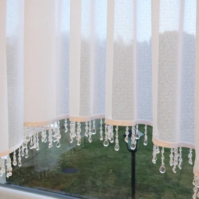 Firana klasyczna wycięta w łuk z koralikami woal sable 272 – Firany – zdjęcie 4