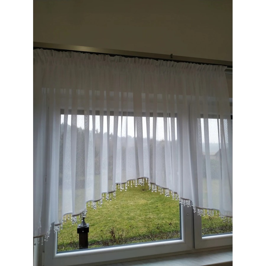 Firana klasyczna wycięta w łuk z koralikami woal sable 272 – Firany – zdjęcie 5