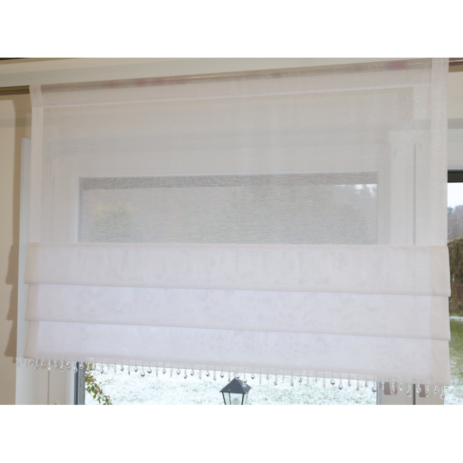 Firana panelowa biały batyst z koralikami 274 – Firany – zdjęcie 5