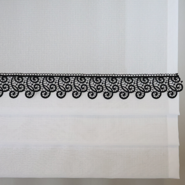 Firana panel z zakładkami i czarną gipiurą 278 – Firany – zdjęcie 1