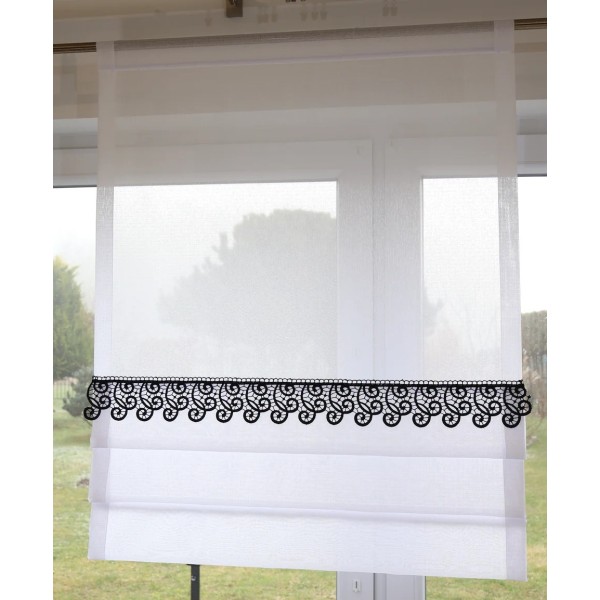 Firana panel z zakładkami i czarną gipiurą 278 – Firany – zdjęcie 3