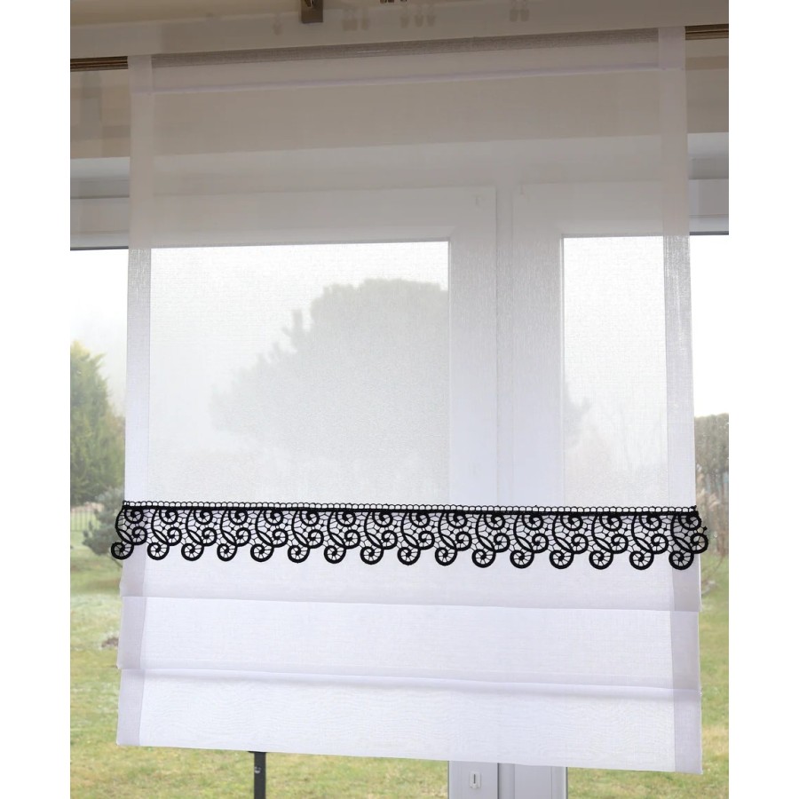 Firana panel z zakładkami i czarną gipiurą 278 – Firany – zdjęcie 3