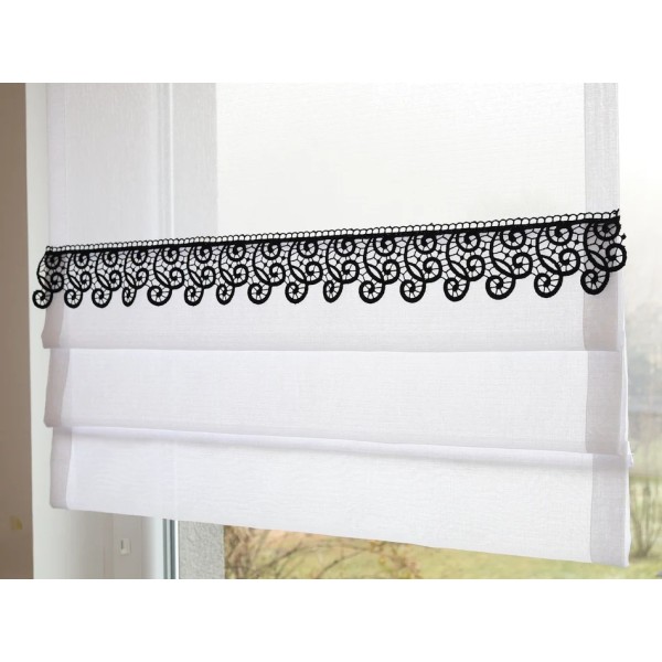 Firana panel z zakładkami i czarną gipiurą 278 – Firany – zdjęcie 4